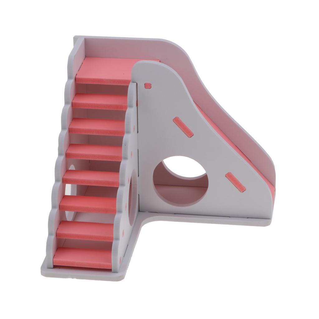 Hamster Sleeping Nest Toy Nest Small Animal Playing House with Slide Pink