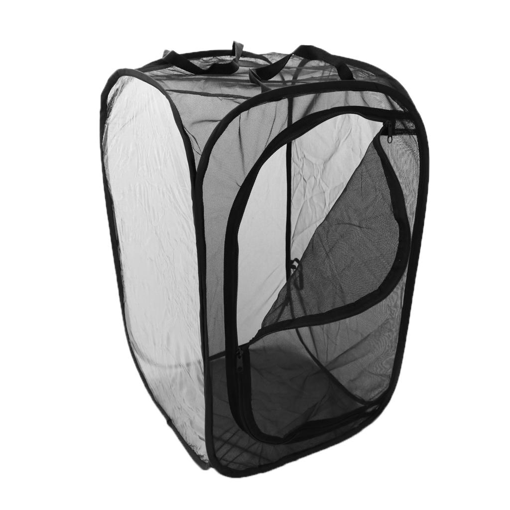 Foldable Insect and Butterfly Breeding Net Terrarium Mesh Cage Black+Black
