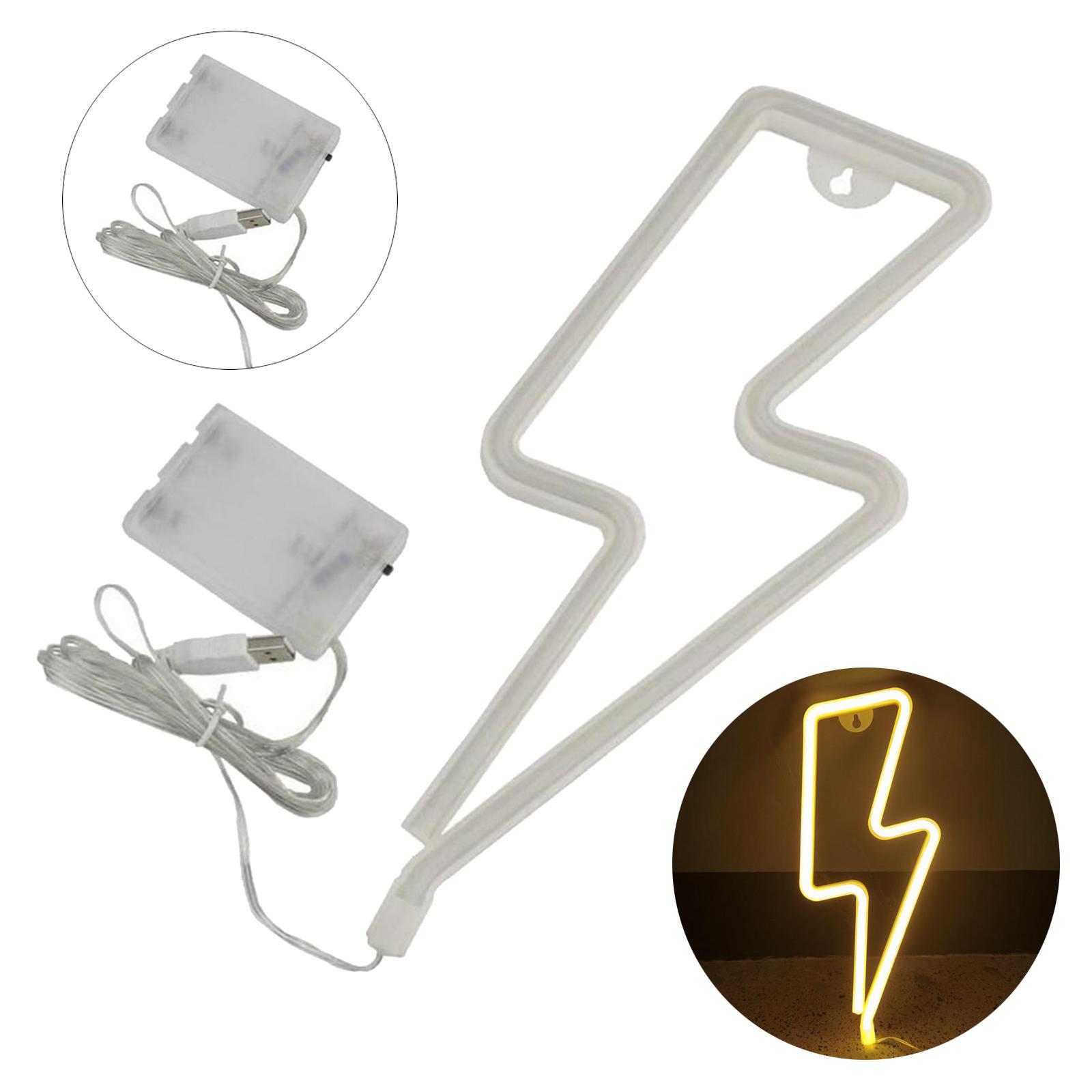 Lightning Neon Signs USB LED Night Light Wall Art Lights Warm White