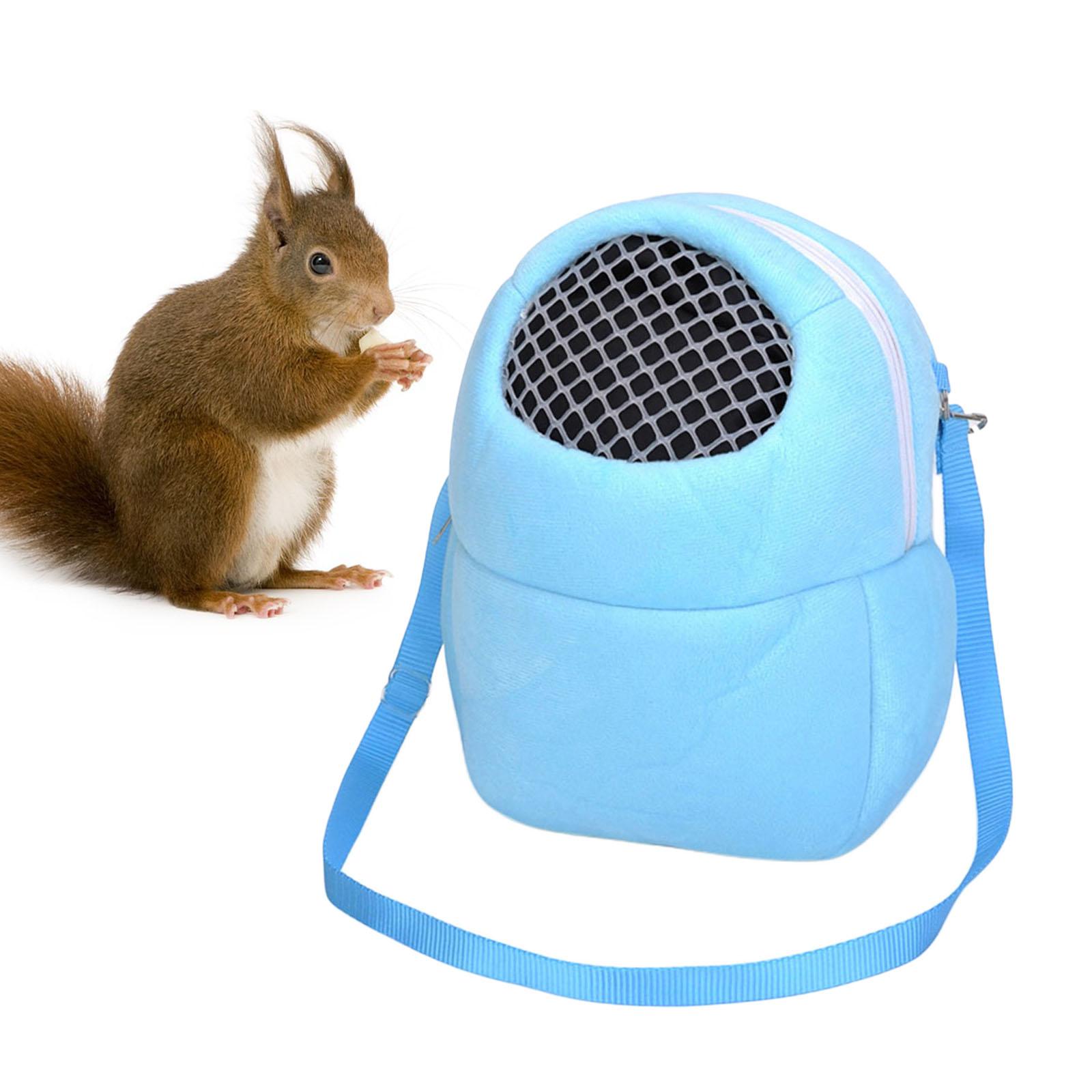 Pet Small Animal Carrier Bag Travel Warm Cage Hamster Pouch Blue 22x19cm