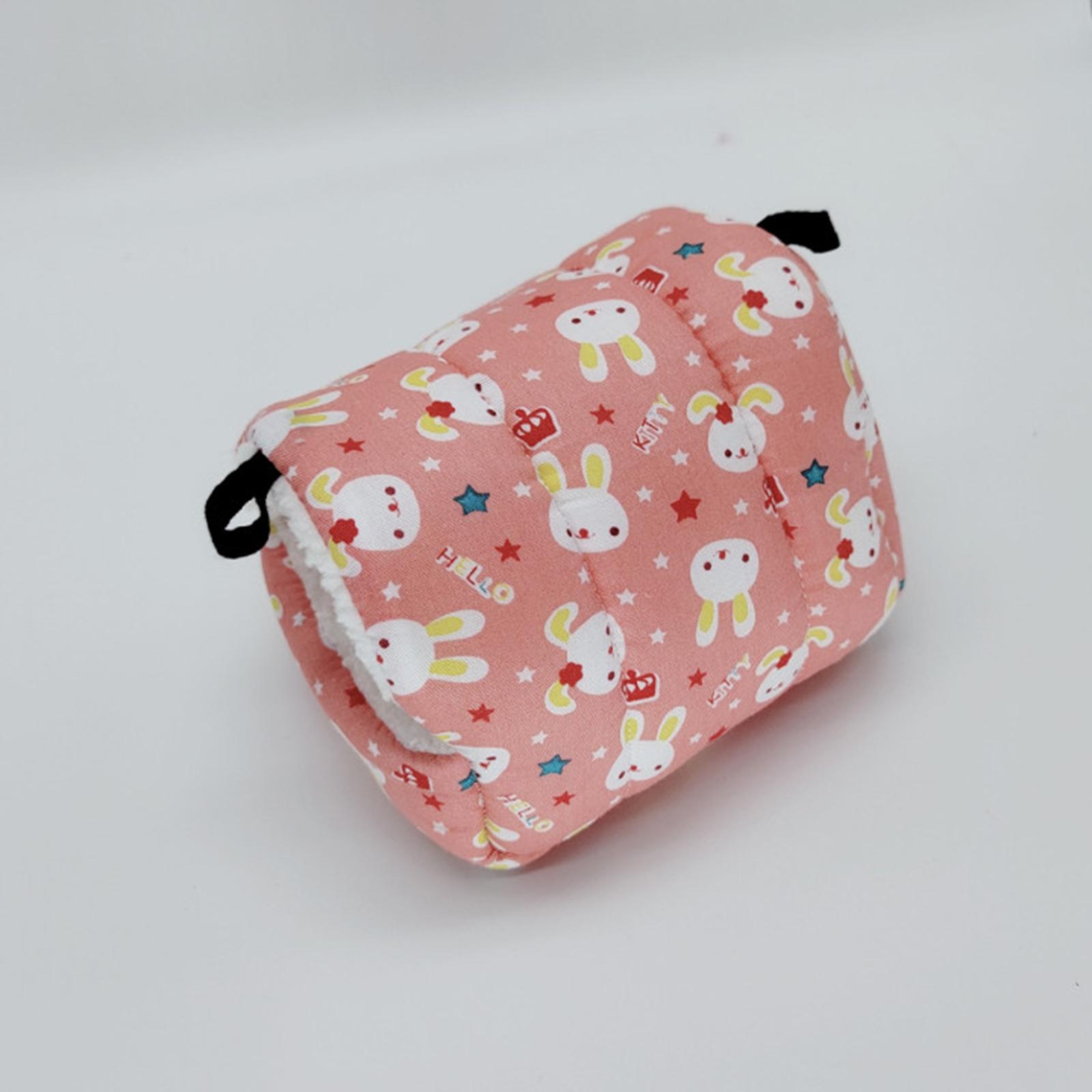 Guinea Pig Bed Cave Cozy Hamster House Rest Nest Pink Cartoon Pattern