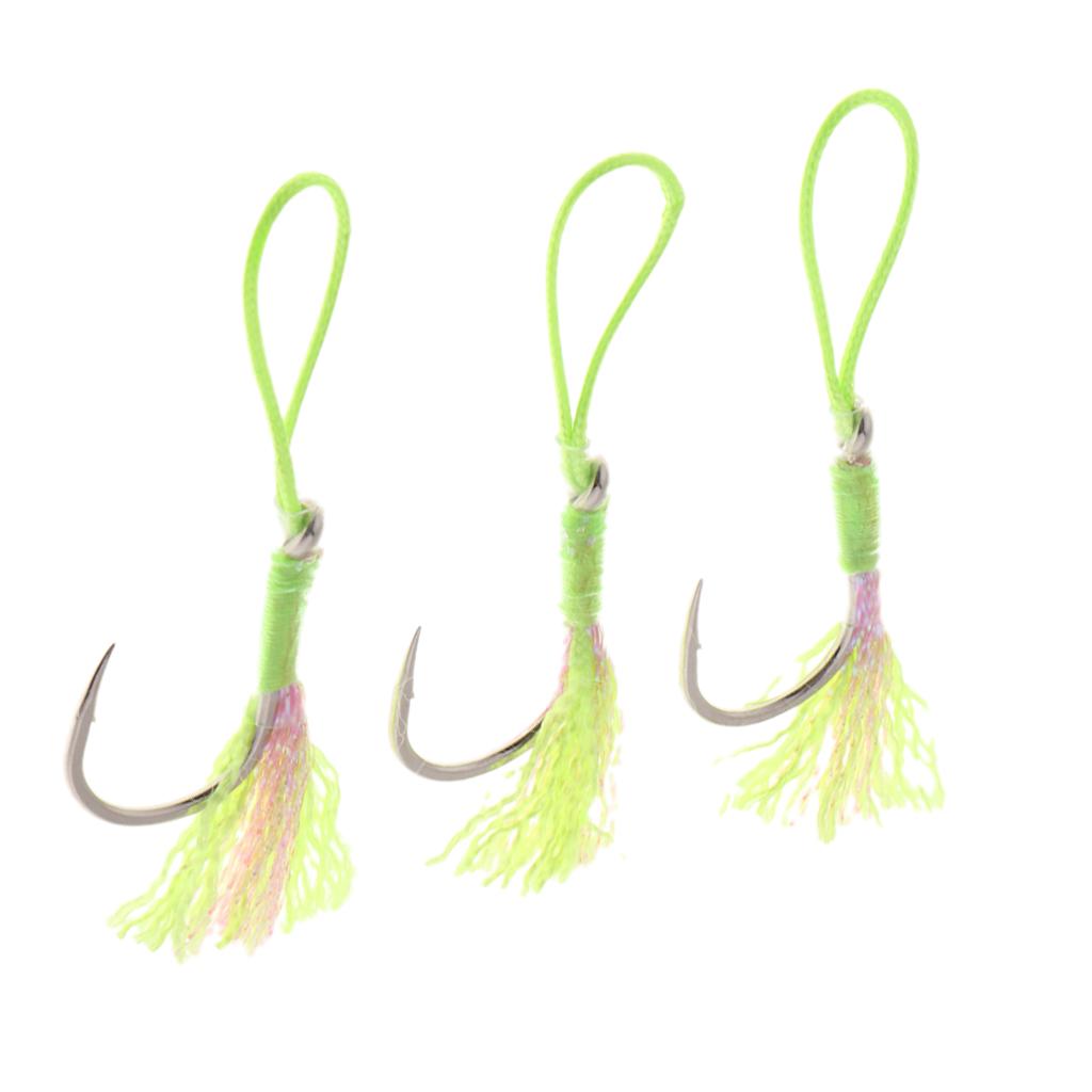 3Pcs Fishing Assist Hooks Carbon Steel Jigging Assist Fishing Hooks 3-0