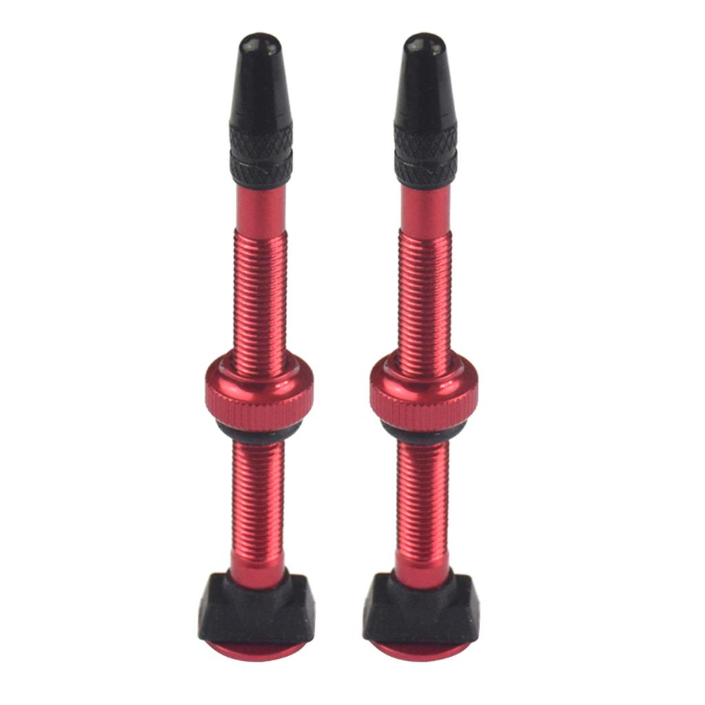 2X Bike Bicycle Aluminum Alloy 60mm Tubeless Presta Valve Kit Replacement Red