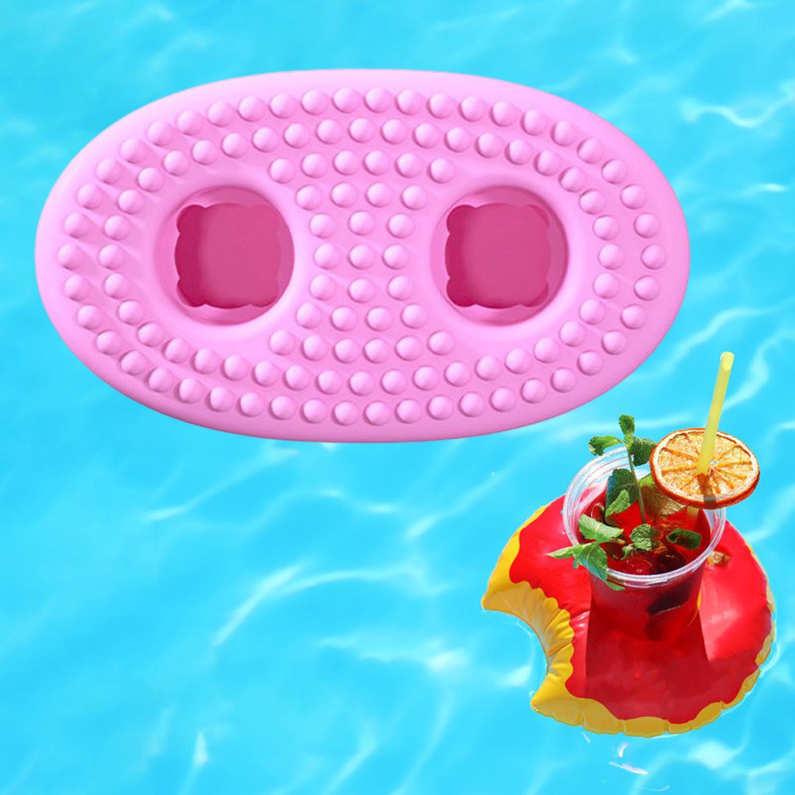 Inflatable Float Cup Pad for Swimming Pool Beverage Bottle Beach pink