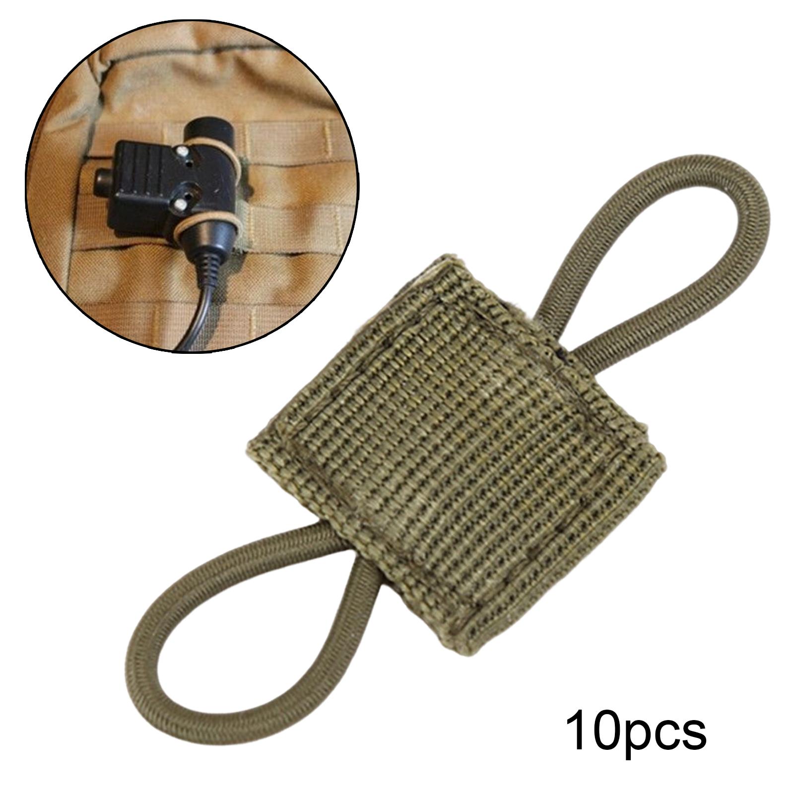 Elastic 10Pcs Molle Webbing Buckle for PTT Antenna Wide Use Green