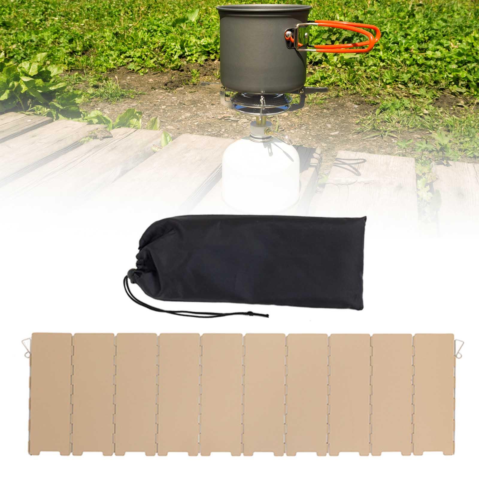 Camping Furnace Windscreen Folding Windshield for Backpacking Cooking Hiking Khaki