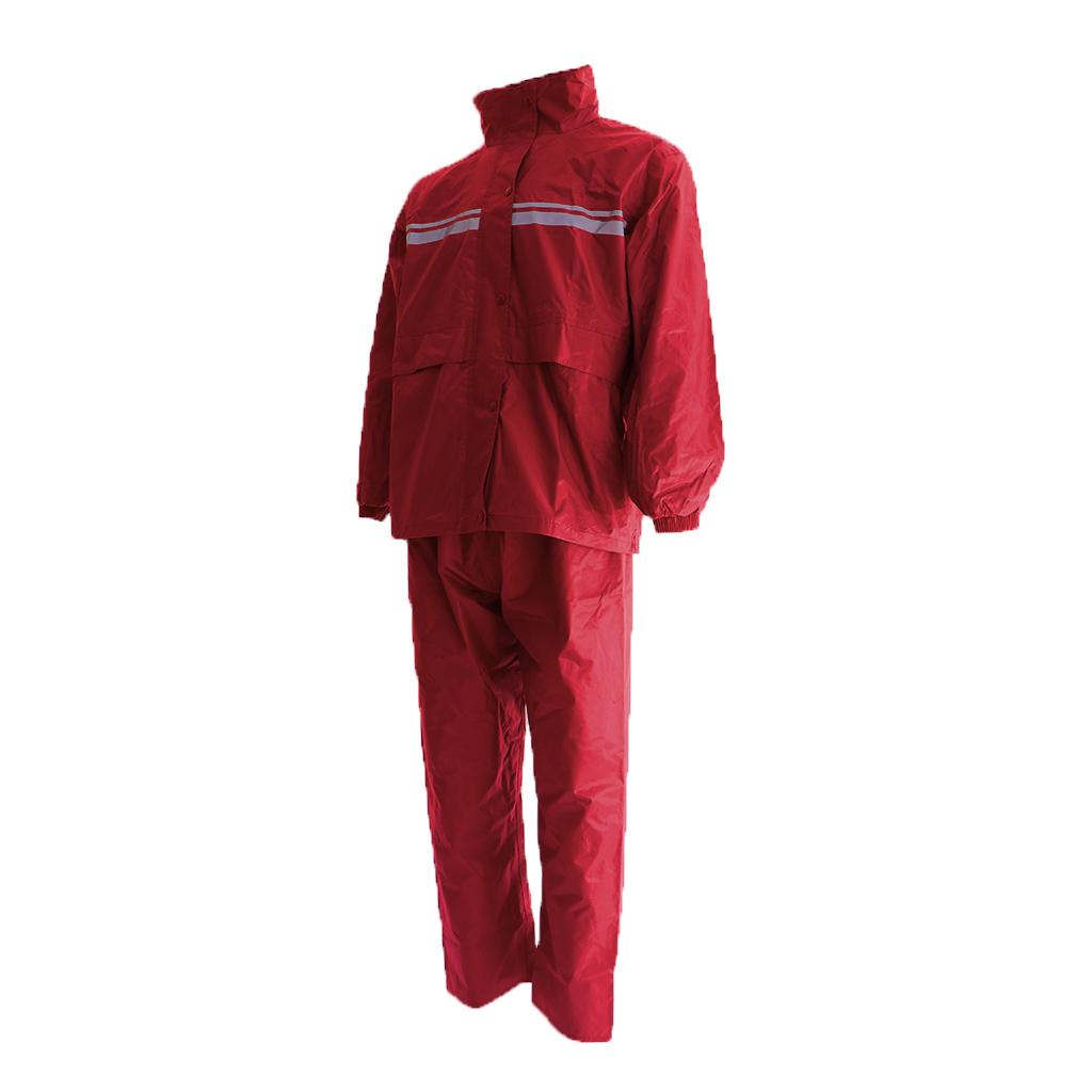 Waterproof Rain Coat Suit Jacket Pants Motorcycles Motorbikes XL Red