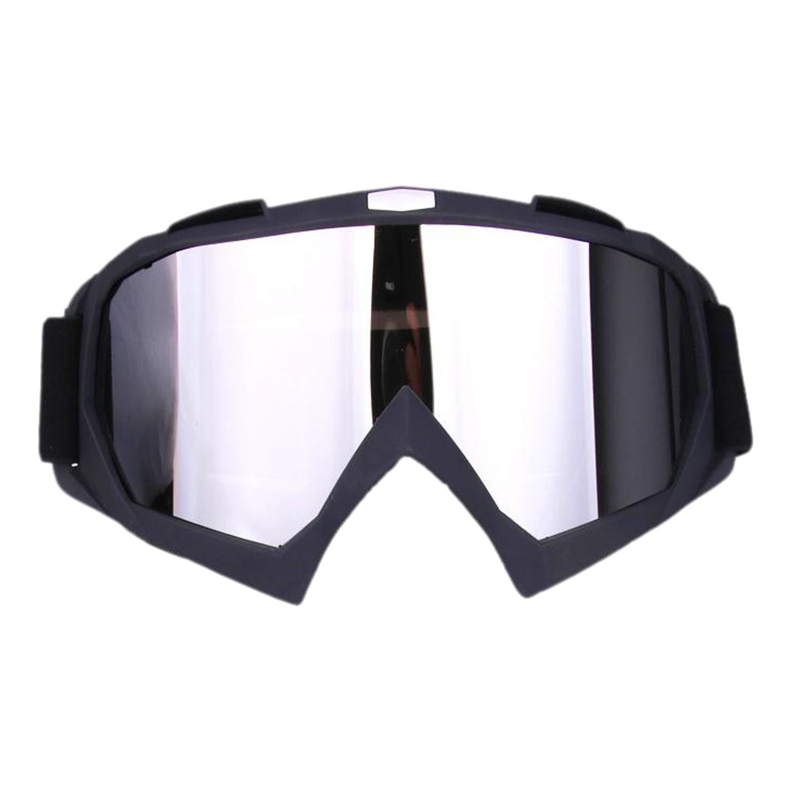 Snow Ski Safety Glasses Goggles Windproof ATV Motorcycle Black Silver