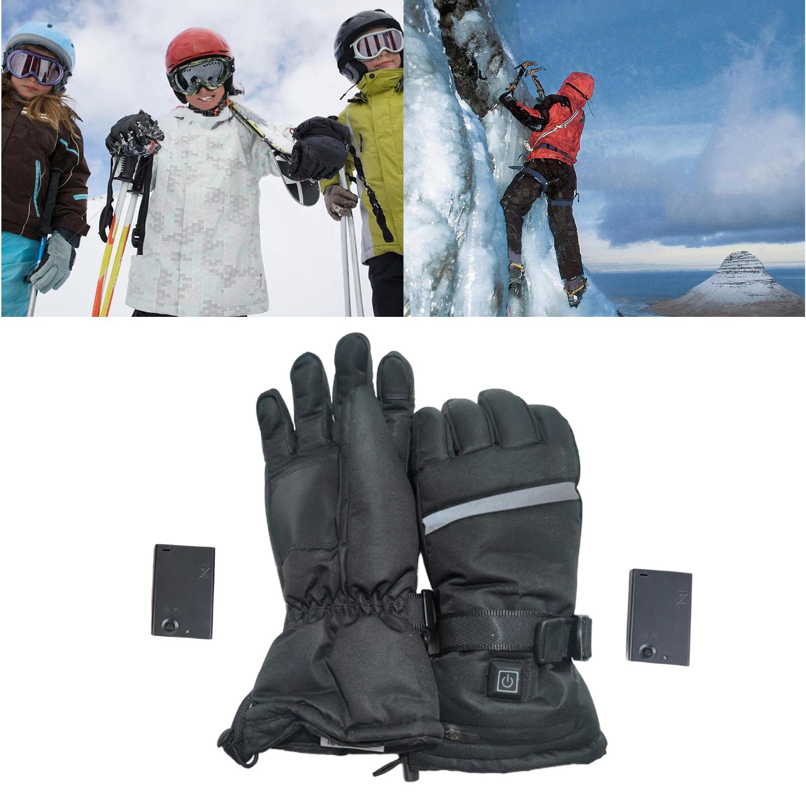 Electric Heated Gloves Winter Hand Warmer Windproof Black Battery Powerd