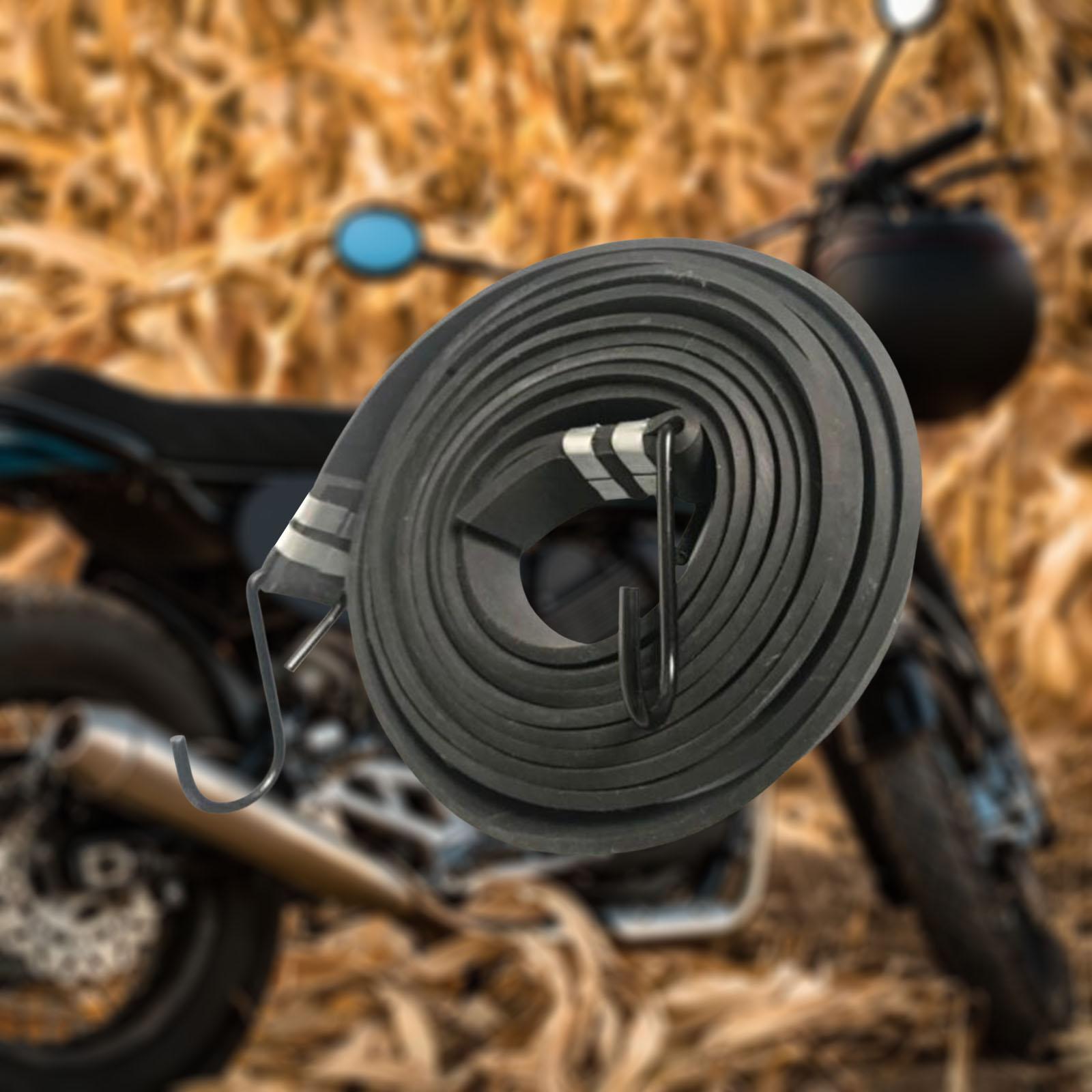 Black Thick Widened Flat Rubber Strap Elastic Rope with Hooks Long Lasting