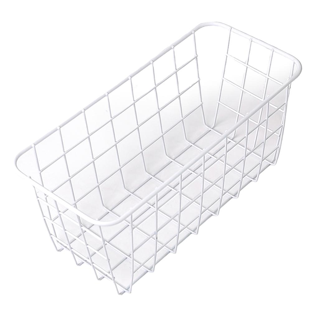 Iron Bathroom Wall Hanging Storage Basket Shelf Rack Holder Organizer White