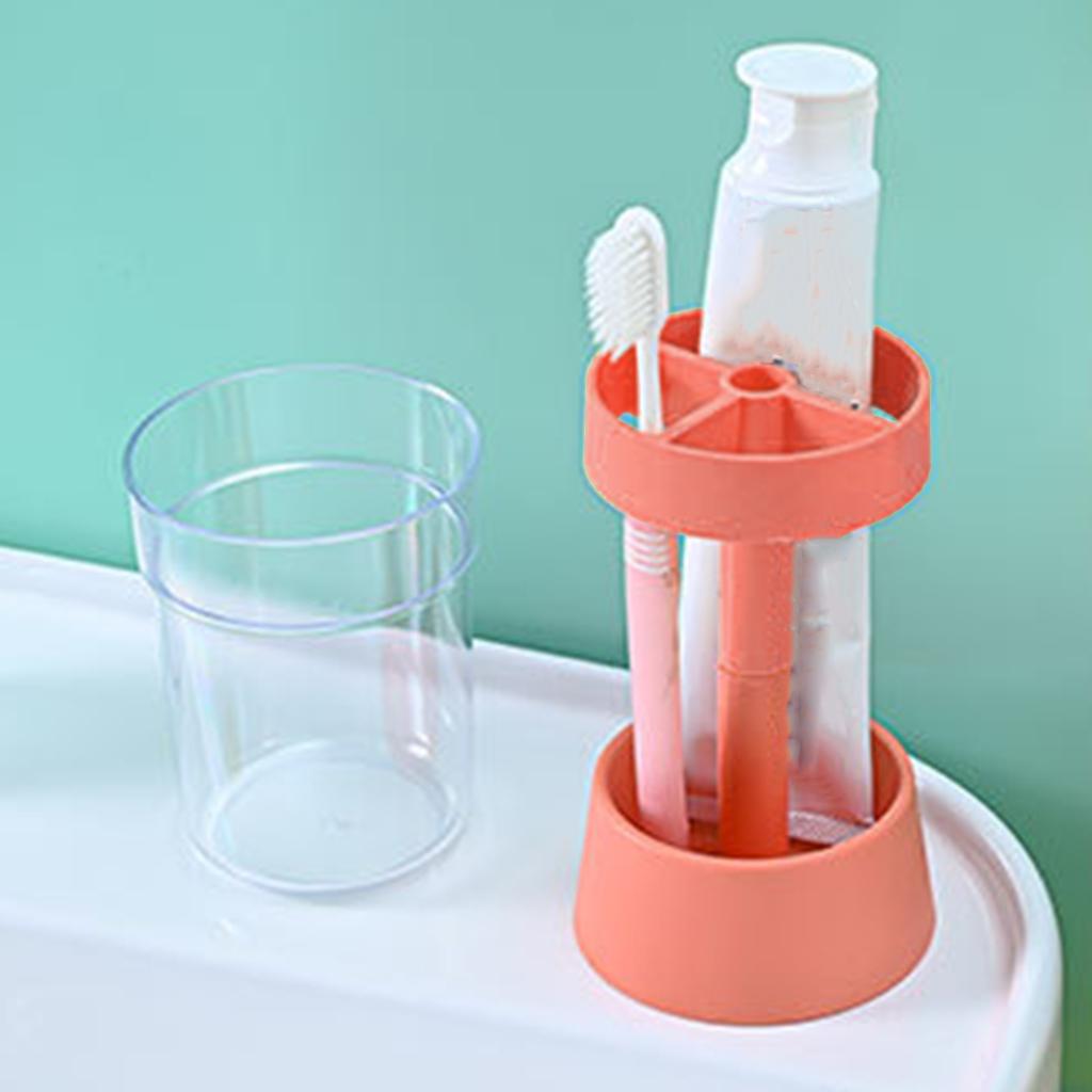 Toothbrush Holder Stand with Cover Plastic for Toothpaste Kids orange