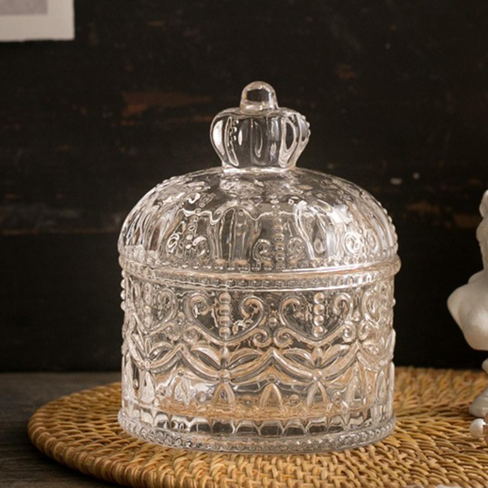 Elegant Crystal Glass Jar Jewelry Organizer Trinket Case Biscuit Barrel