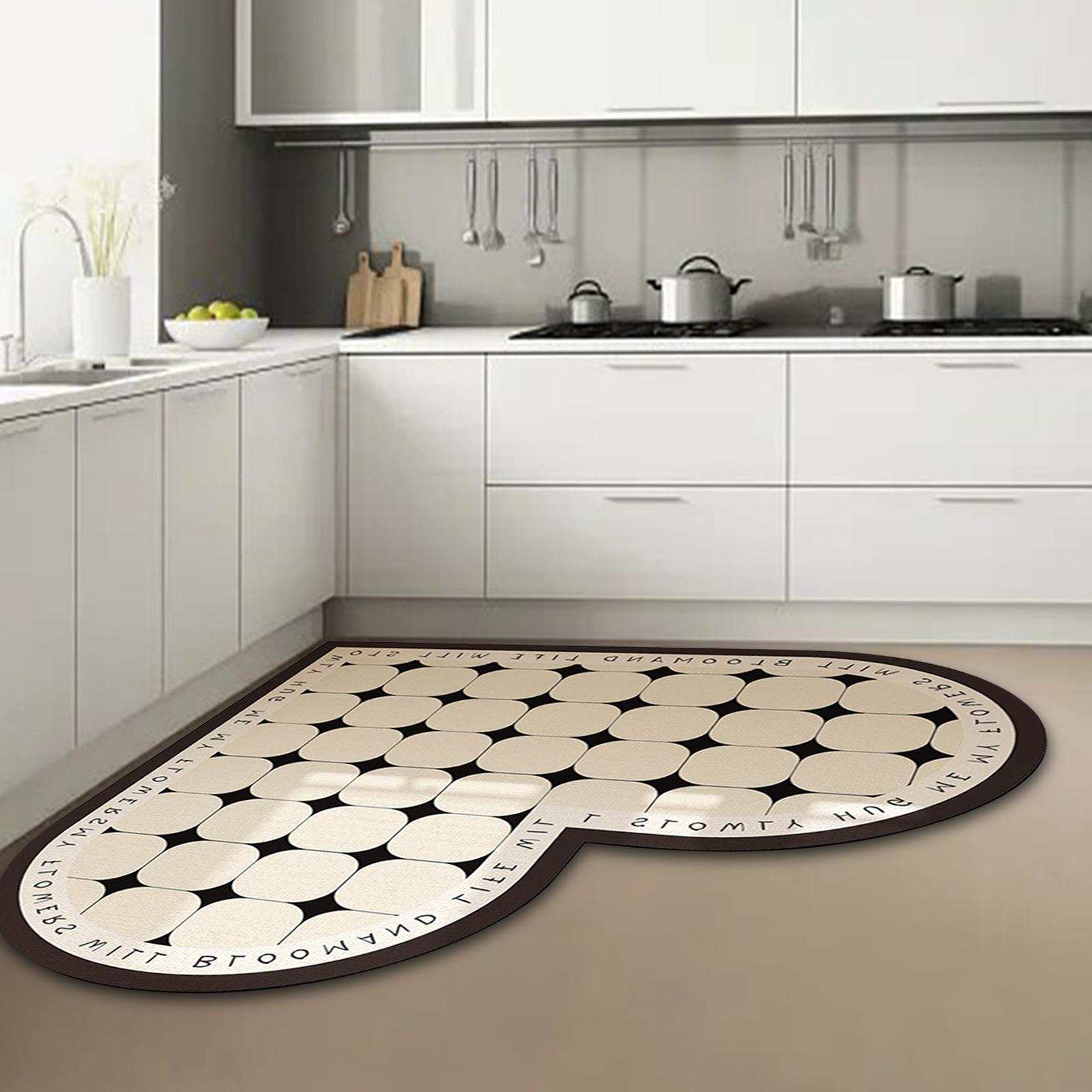 Heart Shaped Floor Mat Washable Absorbent Wear Resistant Kitchen Rug
