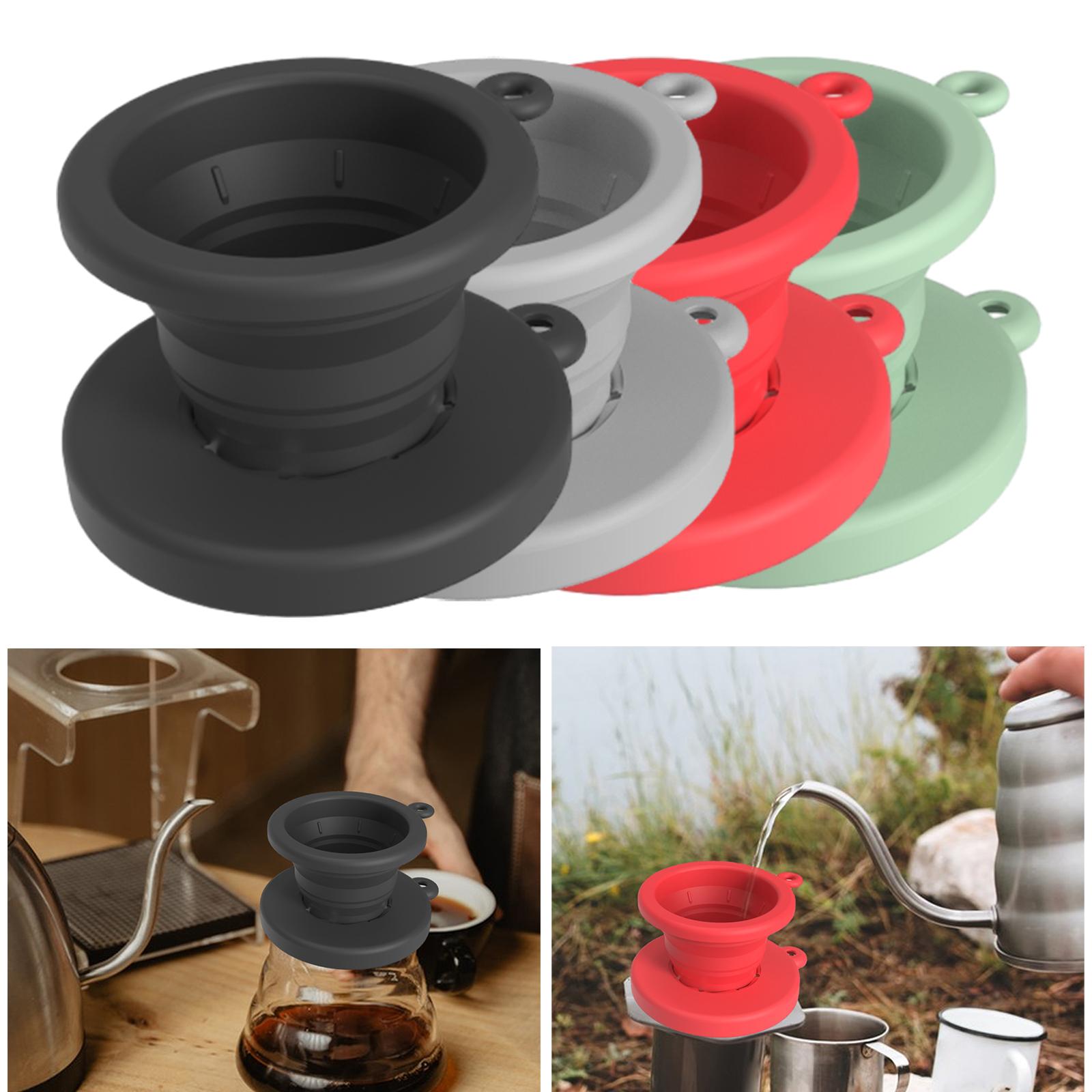 Silicone Reusable Coffee Maker Collapsible Coffee Dripper for Hiking Camping Black