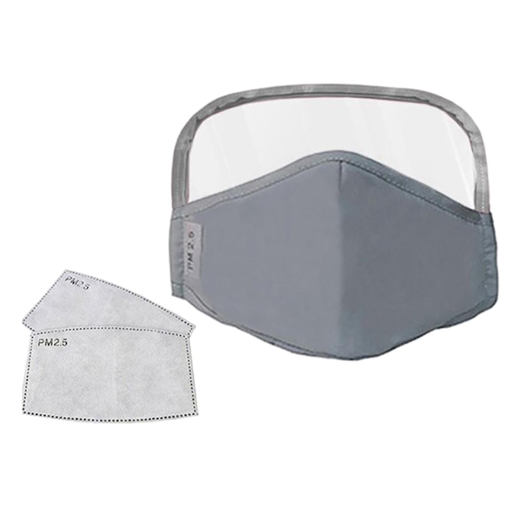 Anti Dust Adults Mouth Cover Masks with Clear Eye Shield Gray