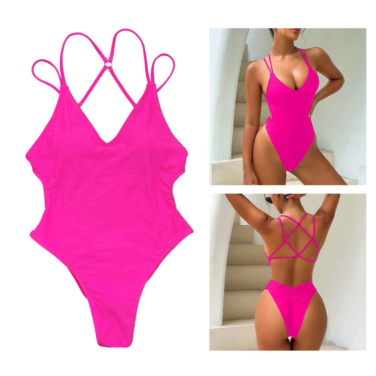 Women Swimsuits Swimwear Monokinis Bathing Suit Vacation Swim Pool Travel L Red