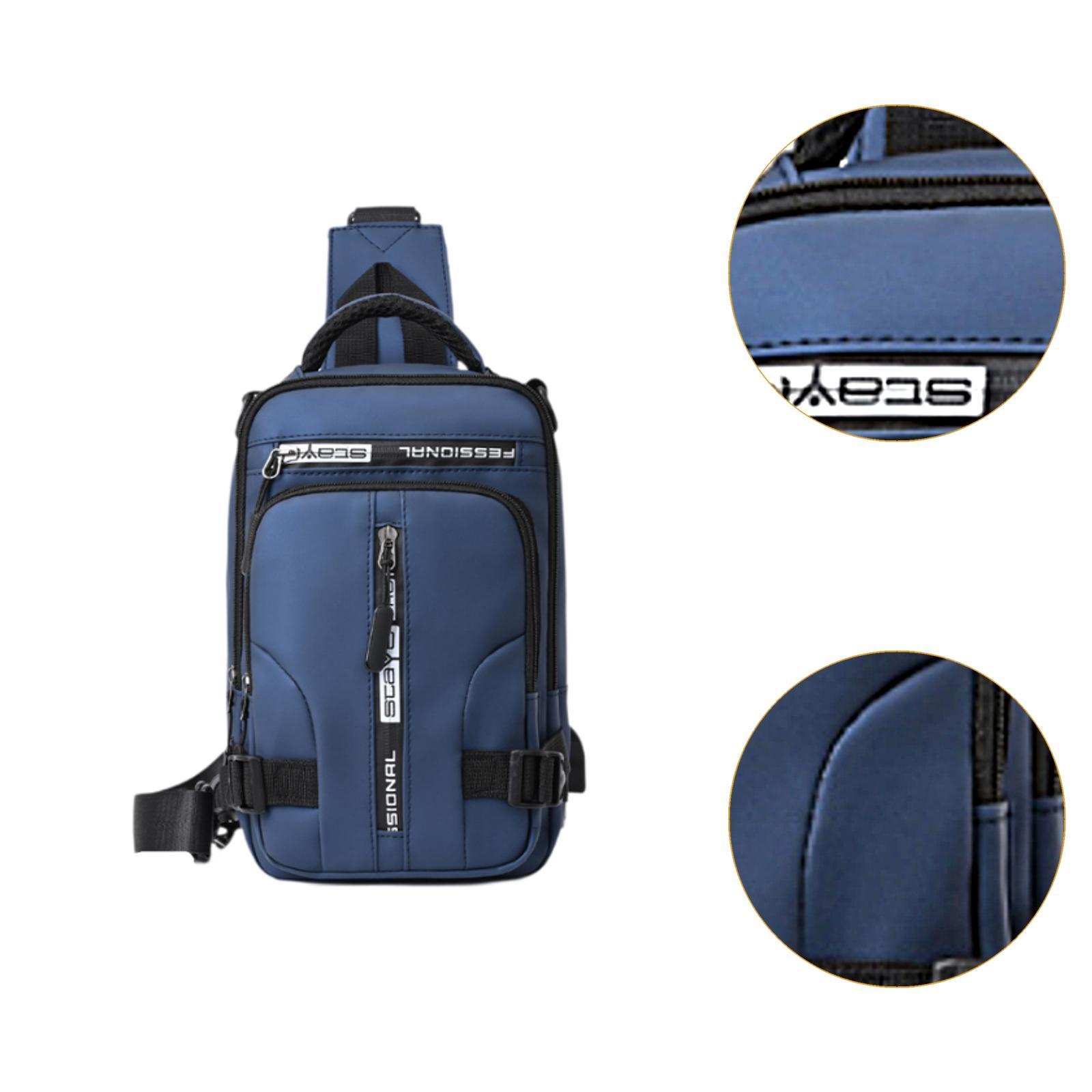 Men Crossbody Bag Travel Adjustable Strap Pouch Waterproof Chest Bag Blue