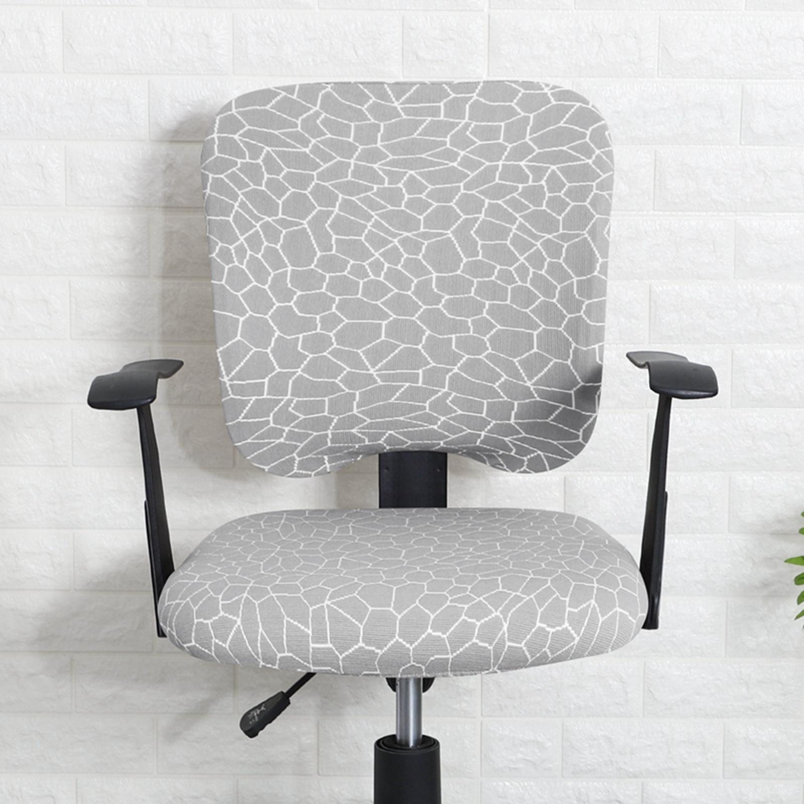 Split Office Chair Cover Slipcover Stretchable Polyester Universal Oilproof Gray