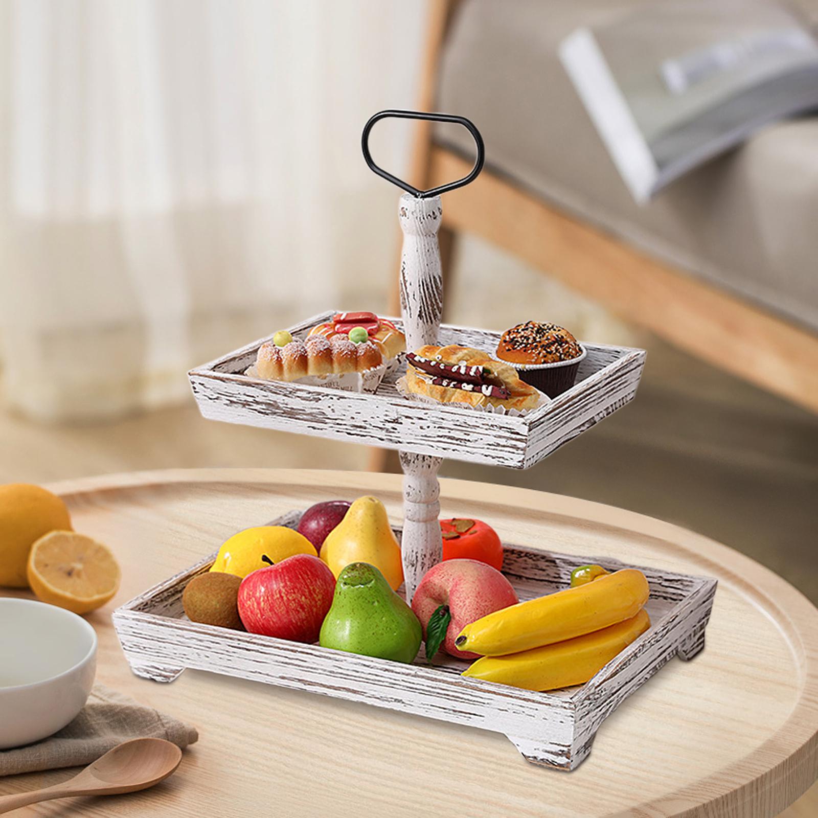 Tiered Tray Tableware Dessert Holder Serving Tray for Baking Gatherings Home Rectangle