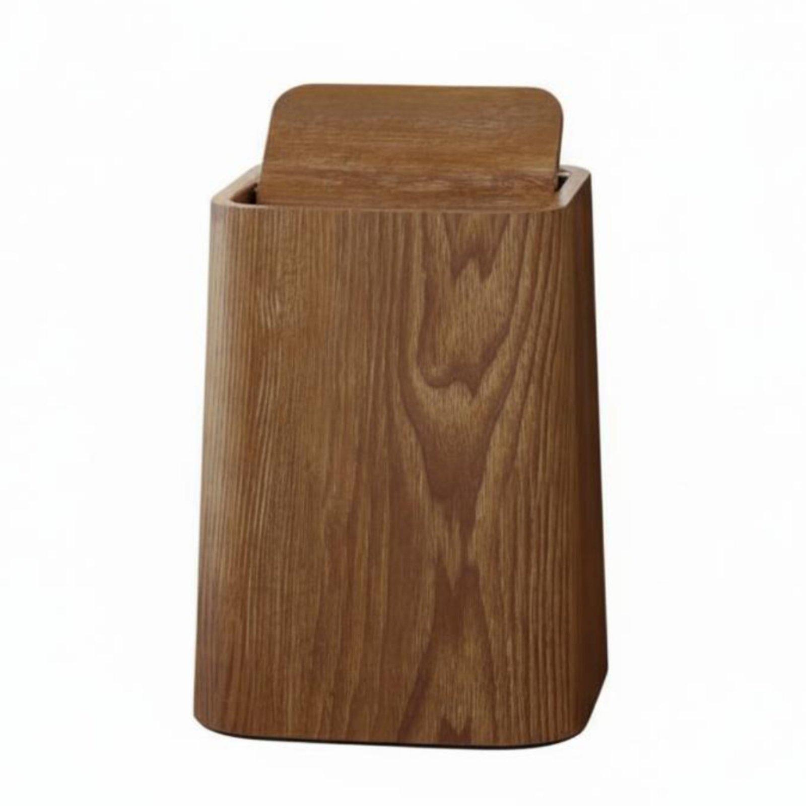 Wood Grain Trash Can