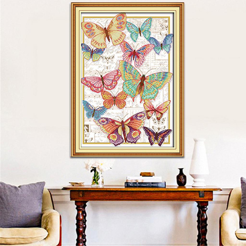 Stamped Cross Stitch Kit Embroidery Butterfly Pattern DIY Craft 11CT 40x55cm