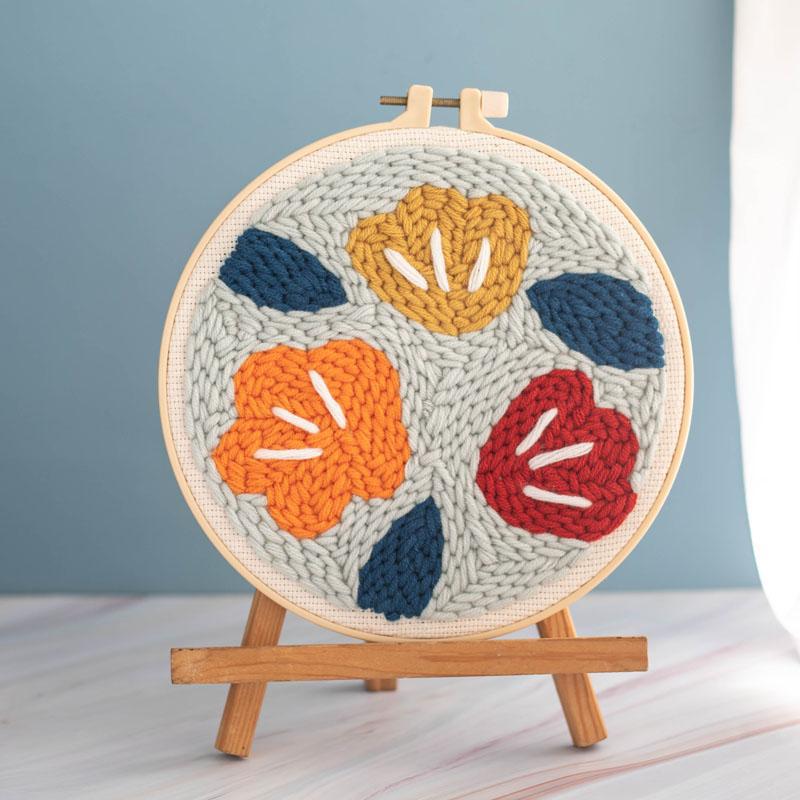 Punch Needle Kit with Punch Bamboo Embroidery Hoop DIY Craft Petal