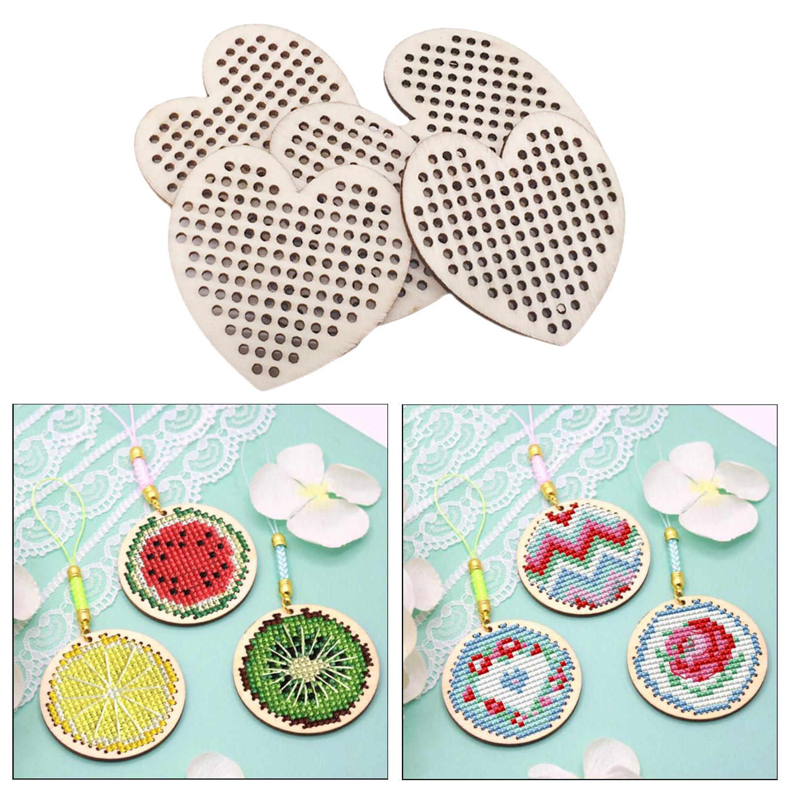 30x Cross Stitch Pendant Blank Wooden for Counted Embroidery 5CM Heart