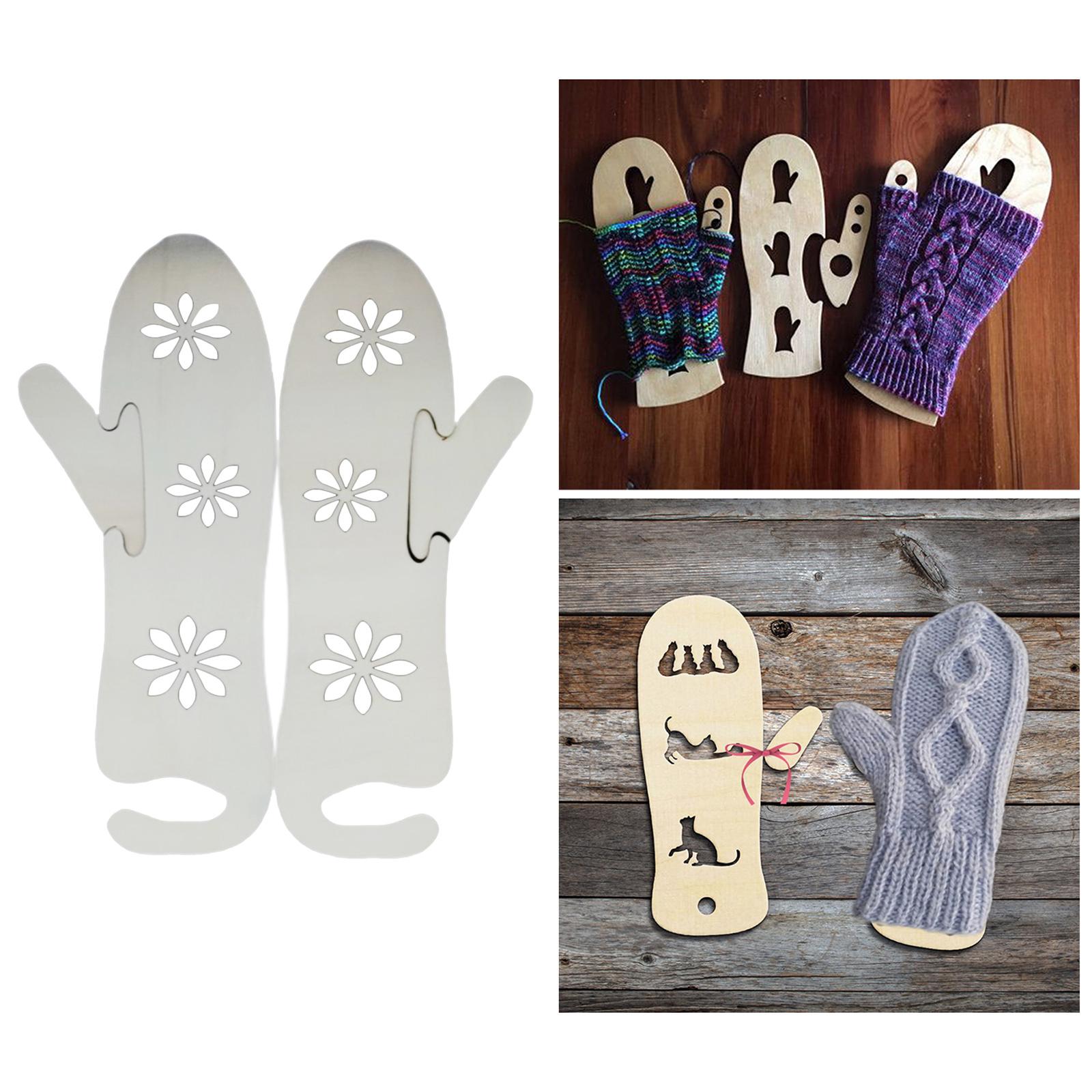 1 Pair Mitten Blockers Display Hand Knitting Gloves Molds Flower 28x7cm