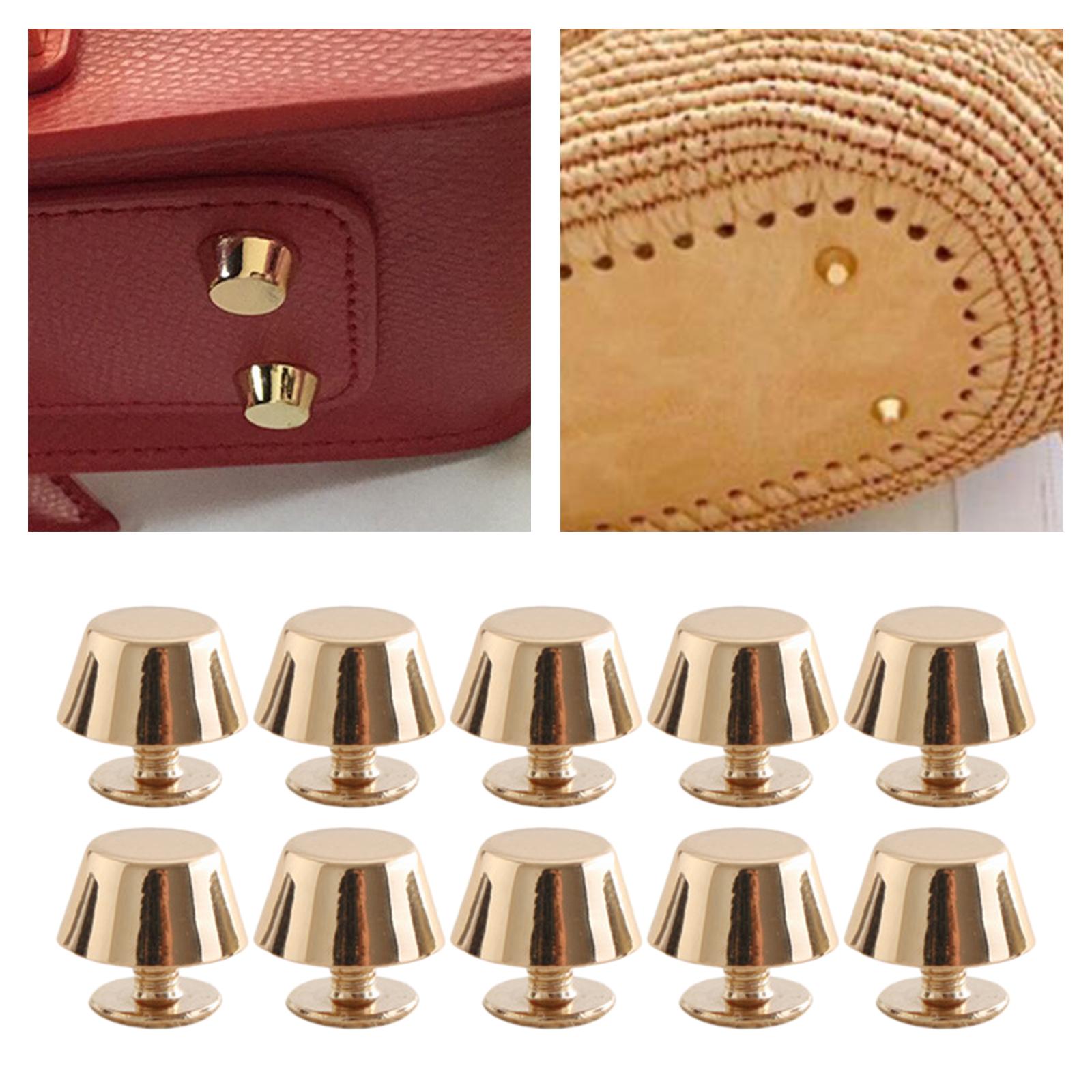 10/12 Rivets Studs Screw Back Feet Metal Studs Rivet Gold 10Pcs