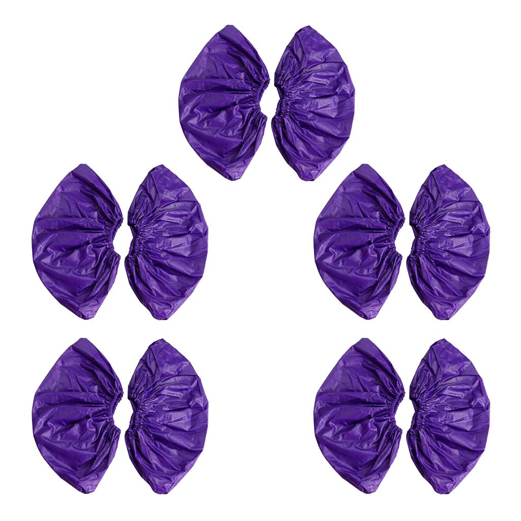 5 Pairs Waterproof Shoe Covers Washable Reusable Non Slip Overshoes Purple
