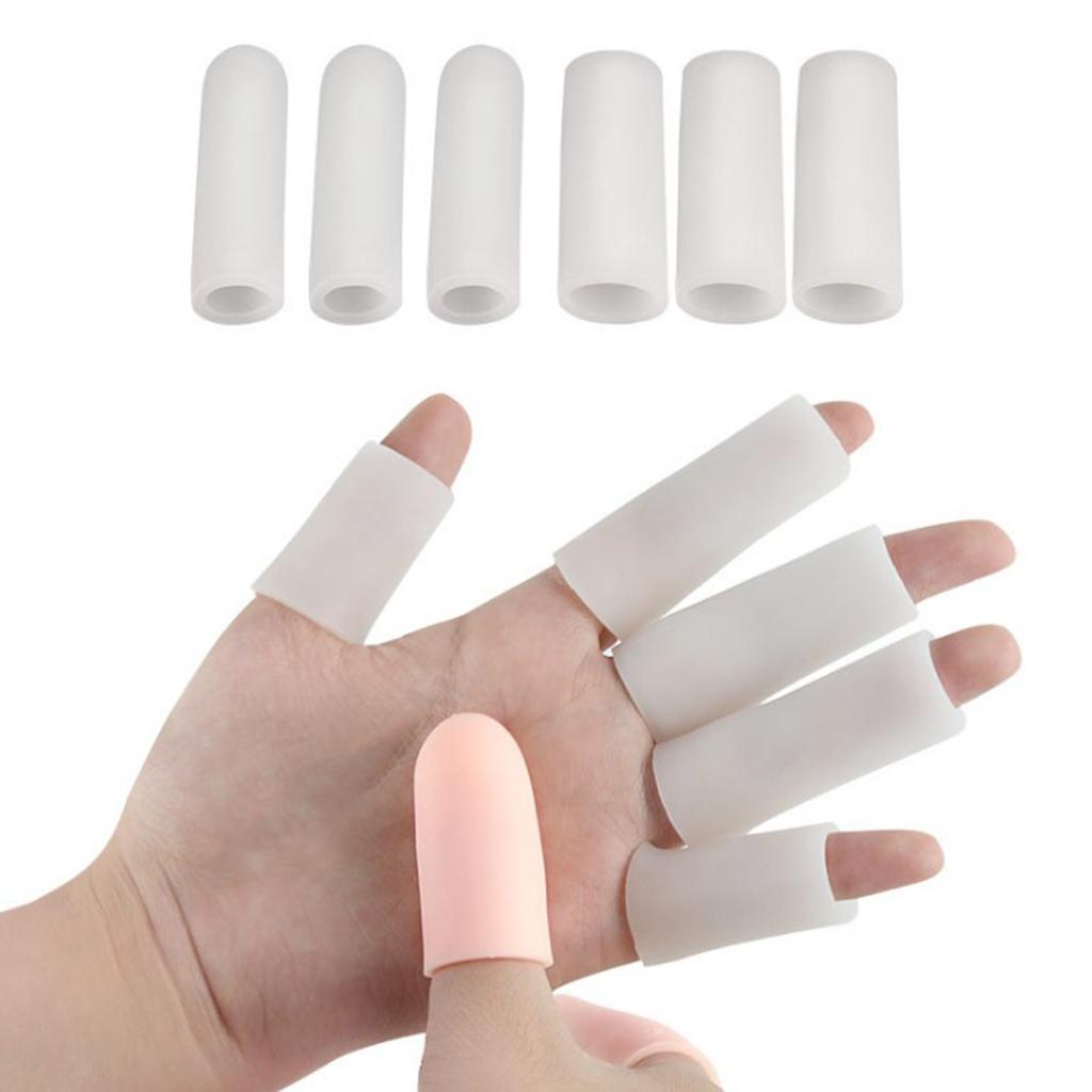 10Pcs Thumb Protectors Splint Gel Finger Sleeves Caps Cover Tube White