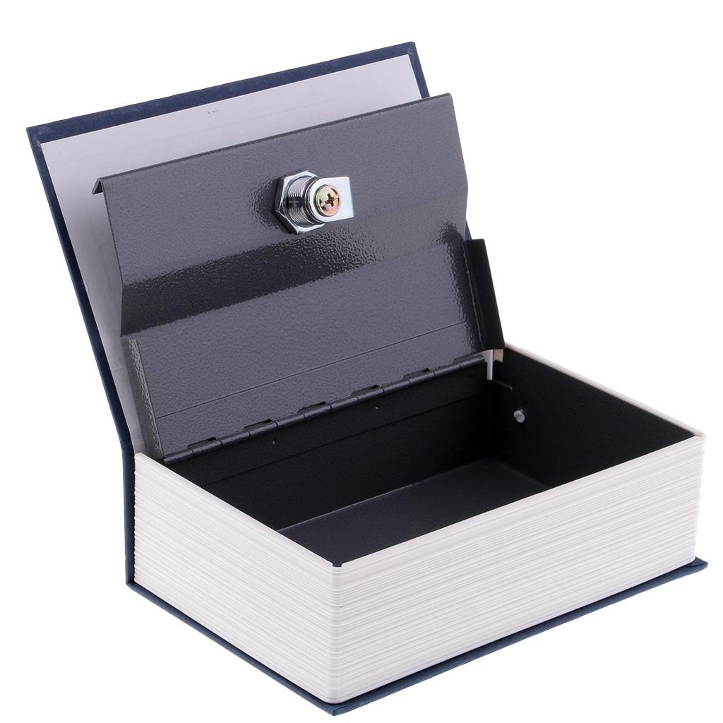 Book Diversion Hidden Dictionary Safe Box Metal Case with Key Lock Blue