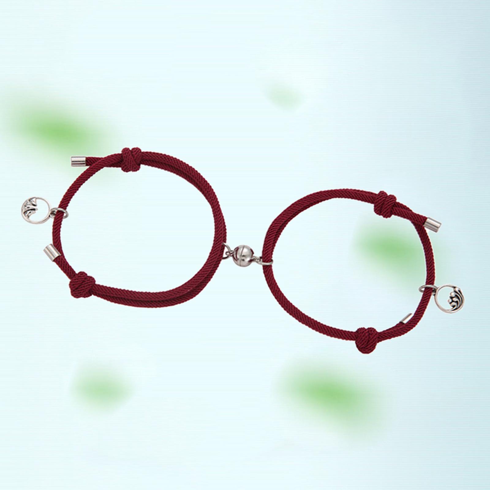 Lovers Matching Bracelet Braided Magnetic Distance Bracelet Red B