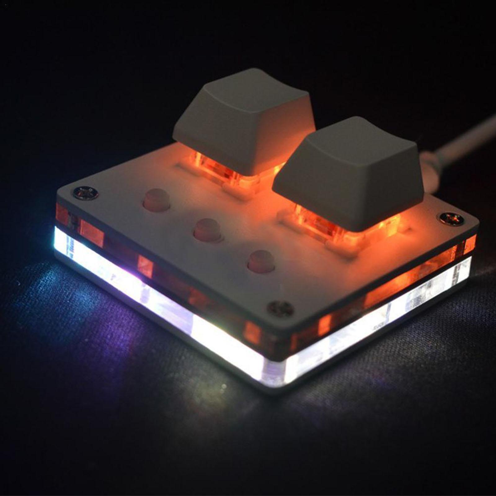 Mini 2-Key Keyboard RGB Programmable Mechanical Gaming PC Keypad Blue Switch