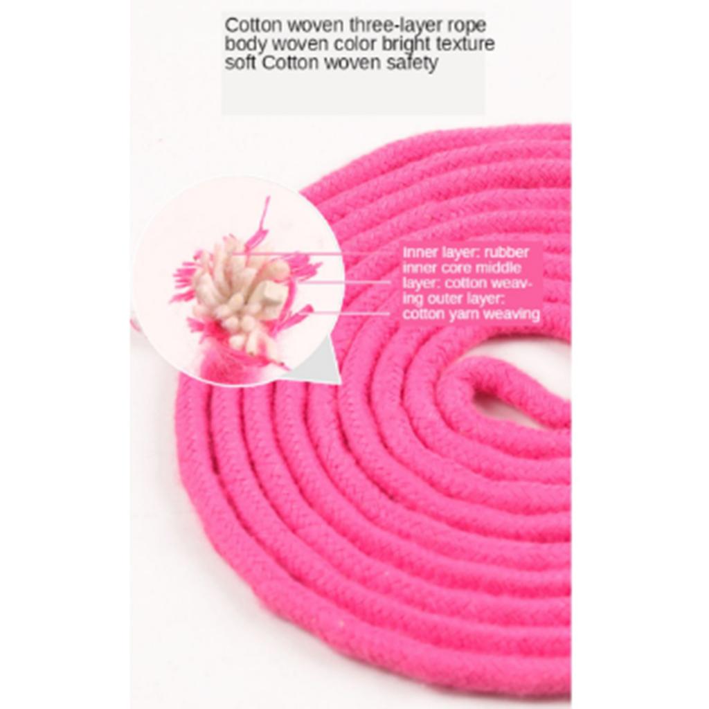 Jump Rope for Kids Wooden Handle Cotton Braided Skip Rope Pink