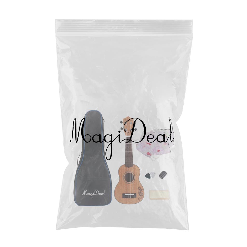 Mahogany Ukelele 4-String w/ Bag Pickups Music Player Hobbyist Playset