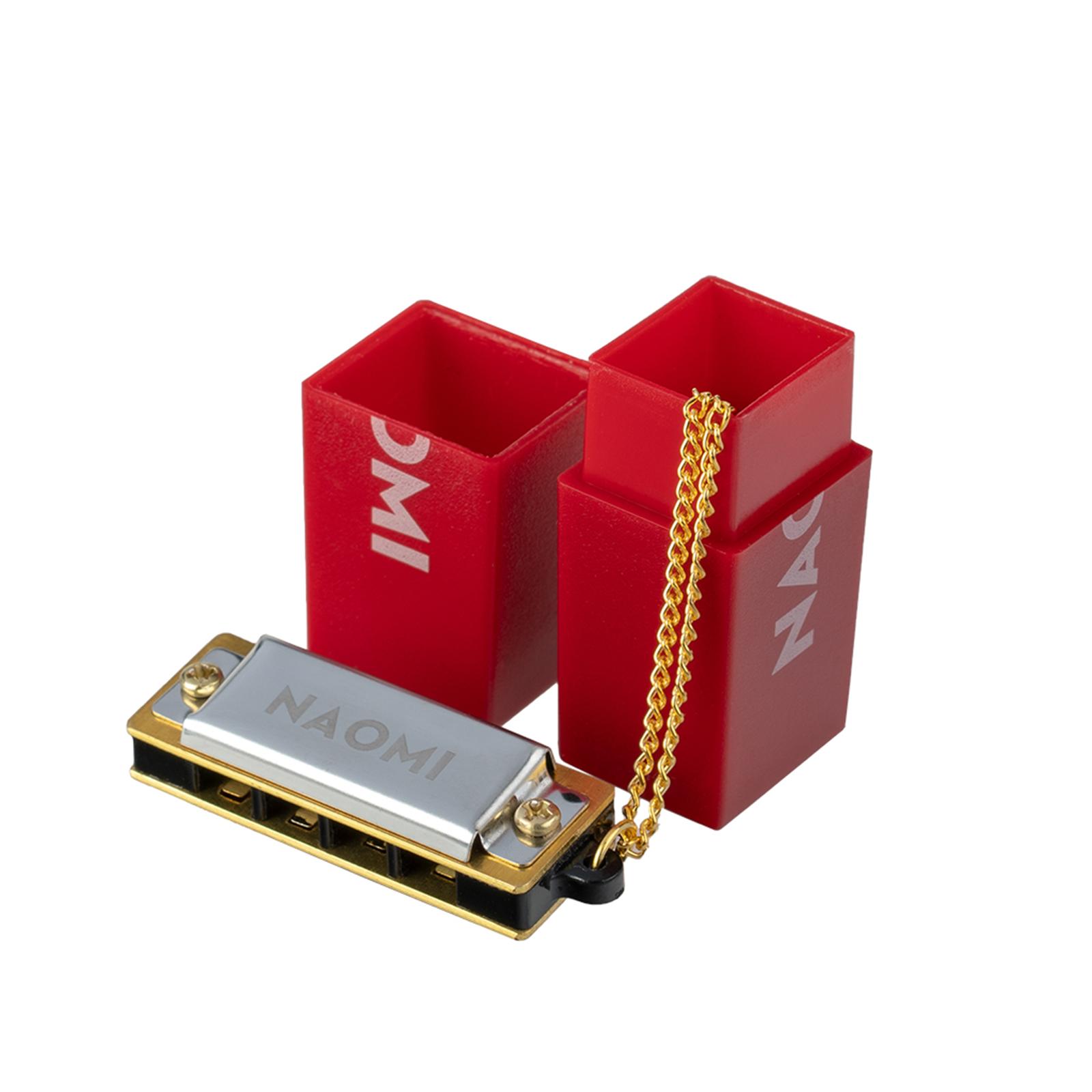 Portable Necklace Harmonica Mouth Organ Hanging Chain Gifts 5pcs Red