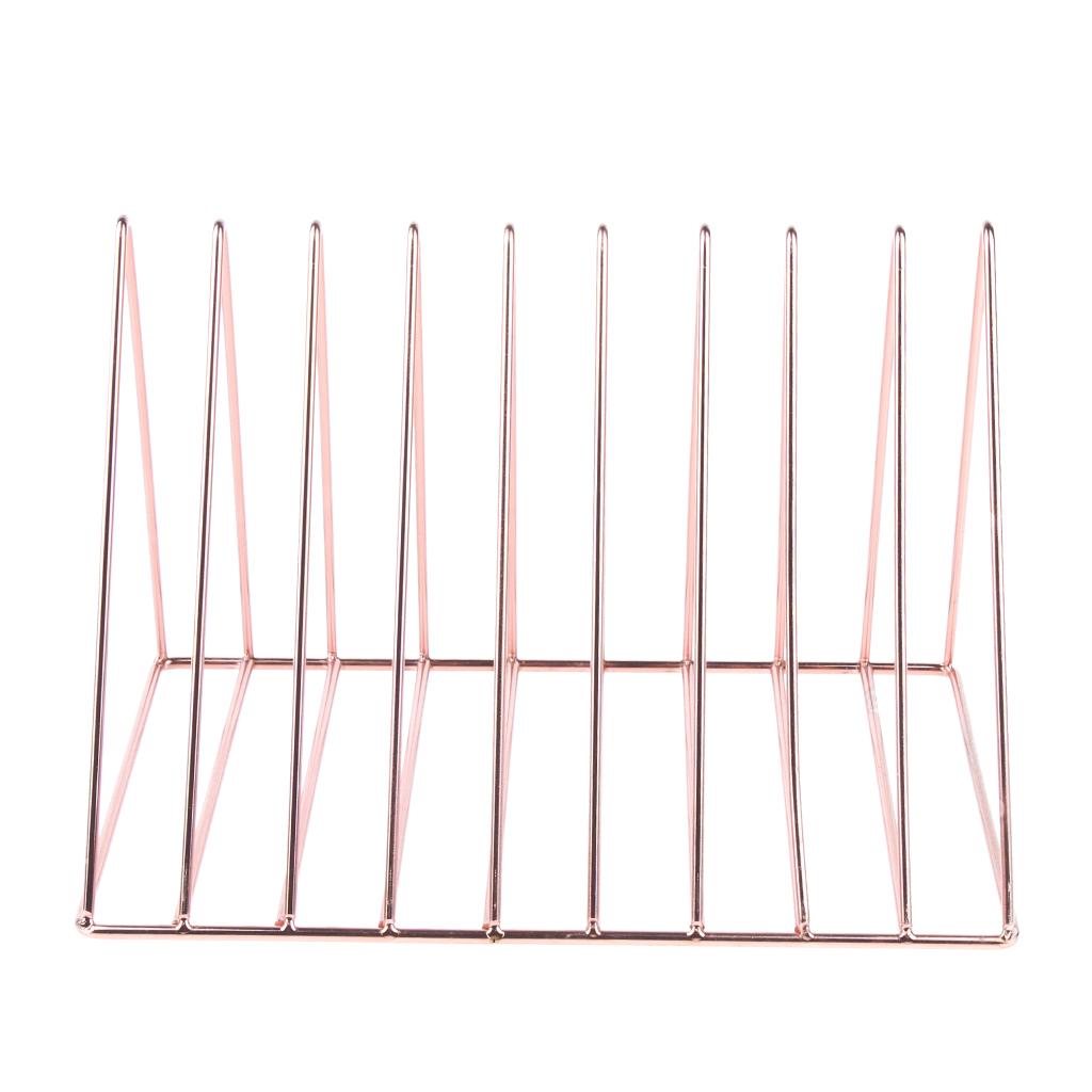Rose Gold Metal Bookshelf Magazine Book Stand Rack Holder, Desktop Organizer