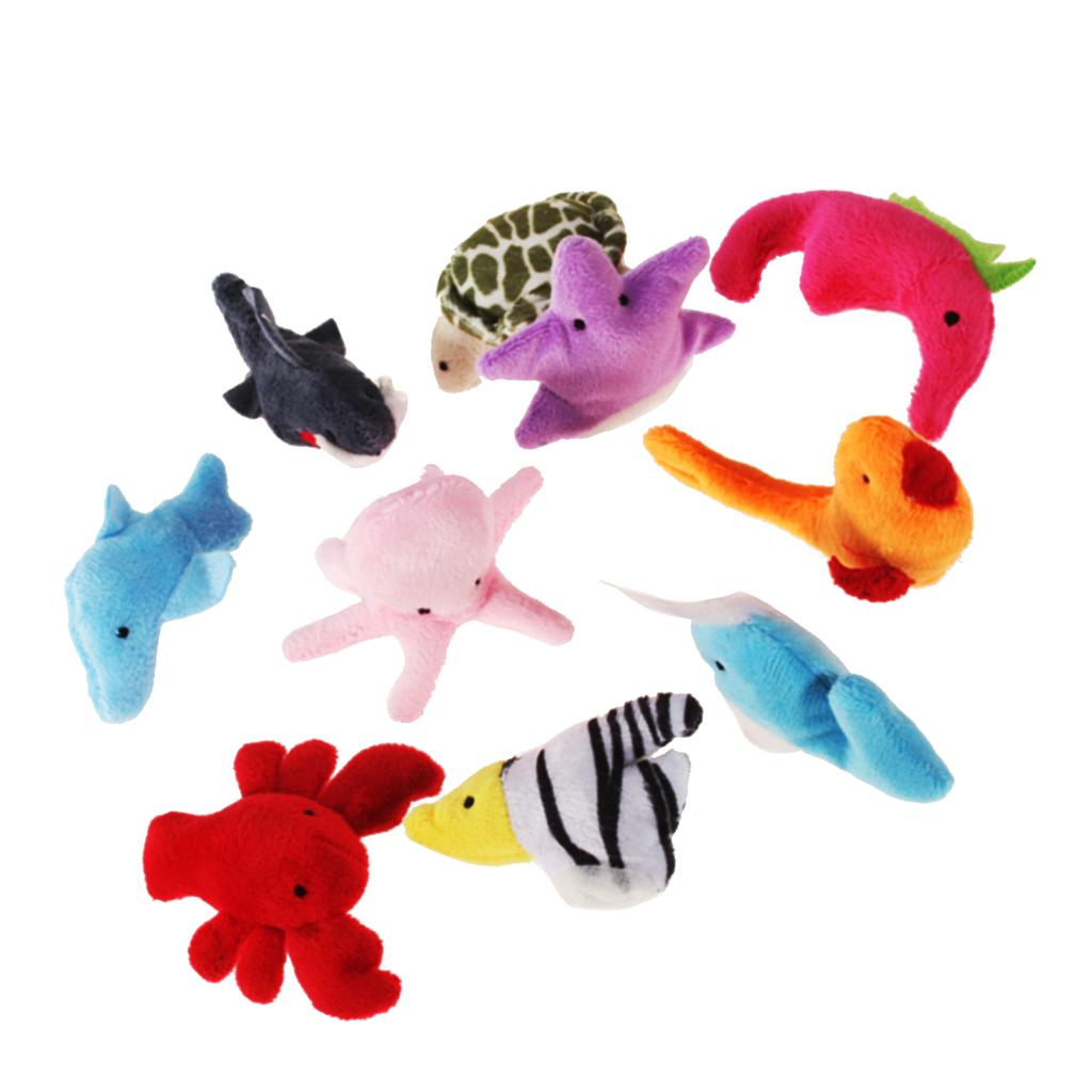 2x 10Pcs Hand Finger Velvet Sea Animals Puppets Kids TOY Preschool Kindergarten