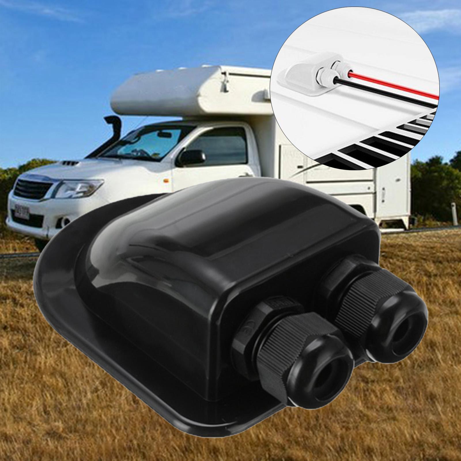 Double/Single Cable Entry Gland Cable Gland Box for RV Campervans Boat Black Double Hole