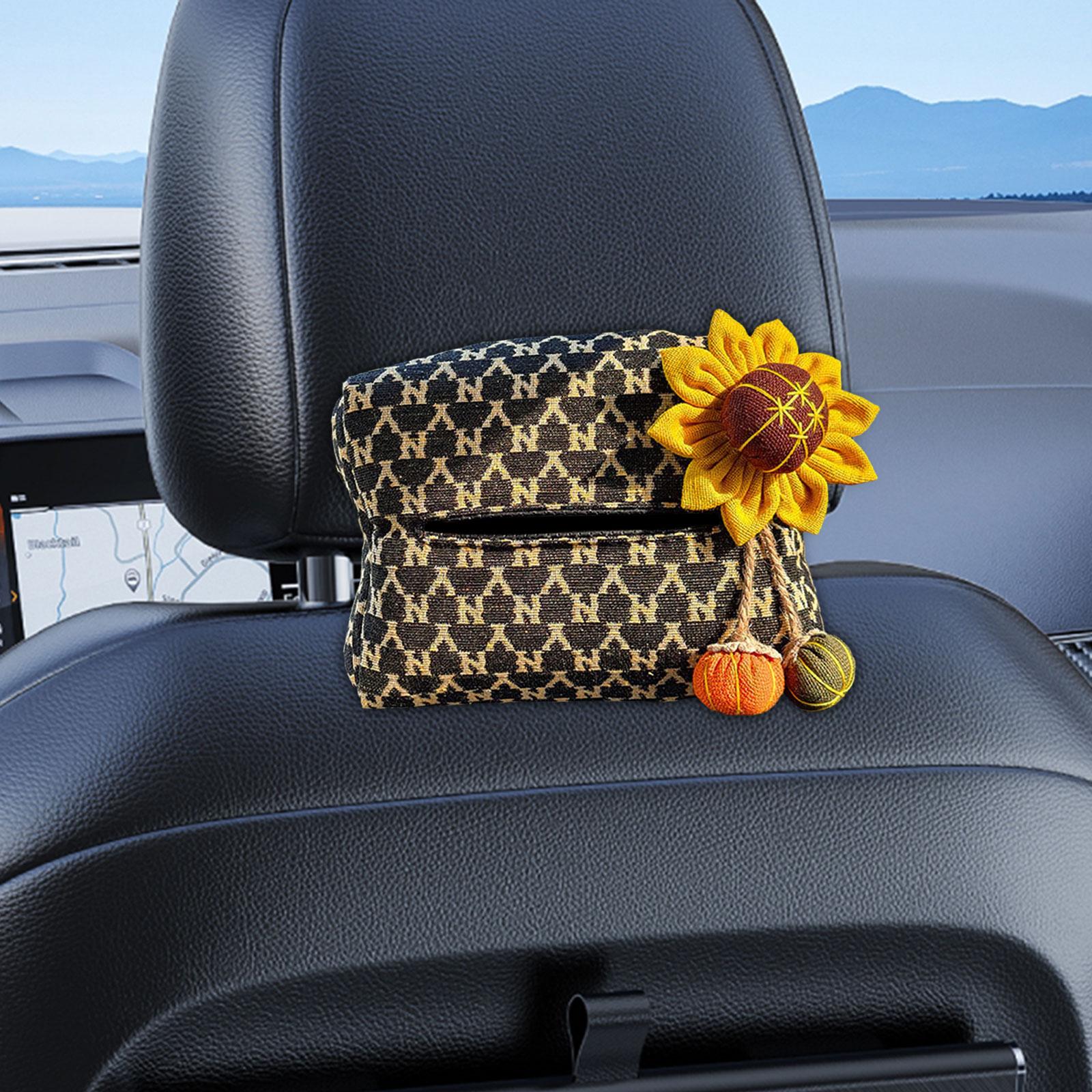 Car Tissue Box Tissue Holder for Backseat Spare Parts Easily Install Generic sun flower