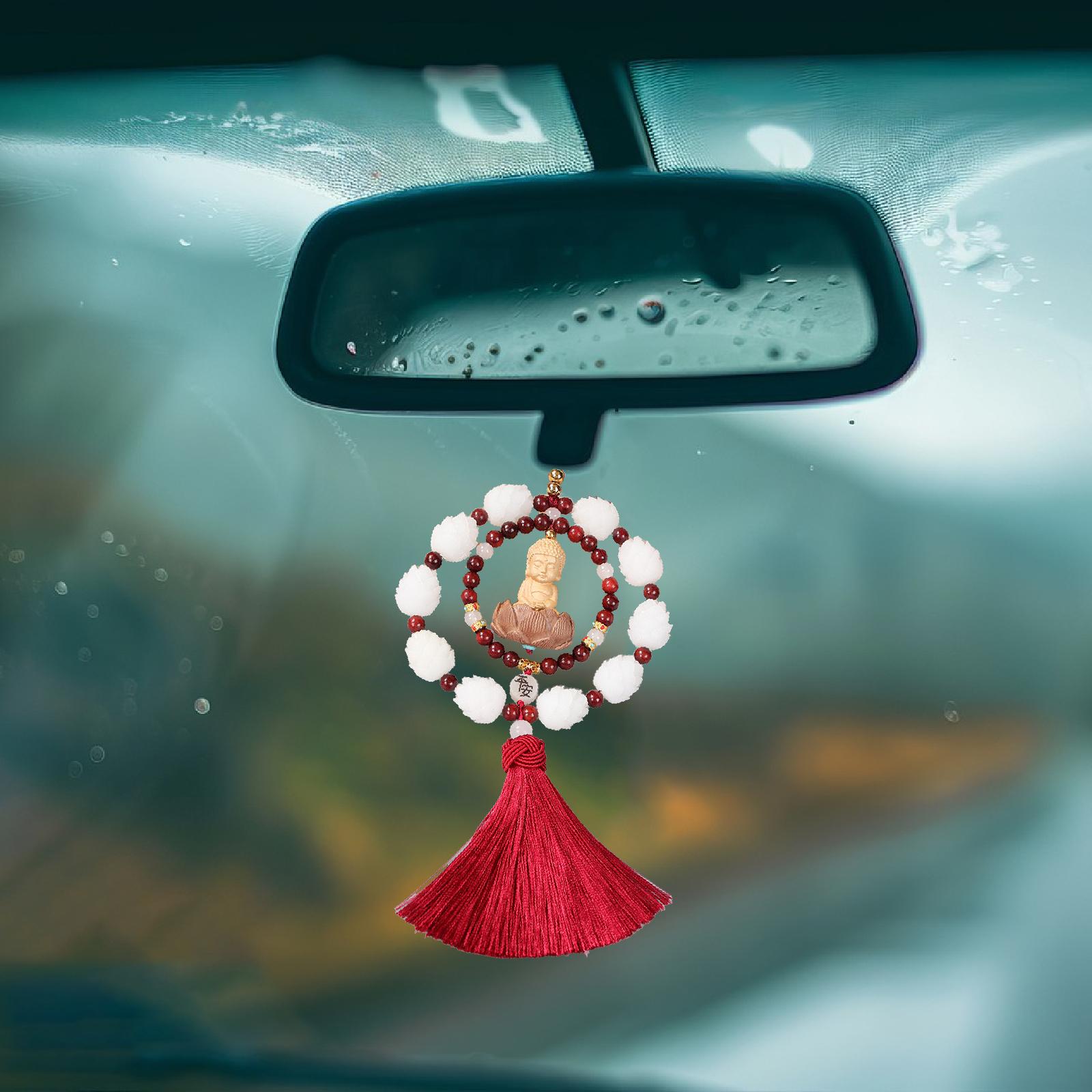 Bodhi Lotus Car Pendant Car Hanging Pendant Decor for Party Bedroom Car Red