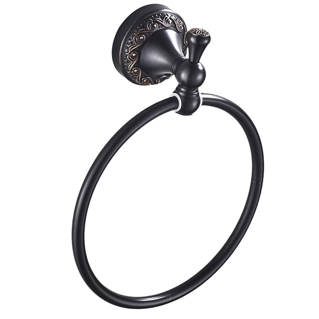 Black Chrome Brass Towel Ring Holder Hanger Bathroom Hardware Bath Accessory