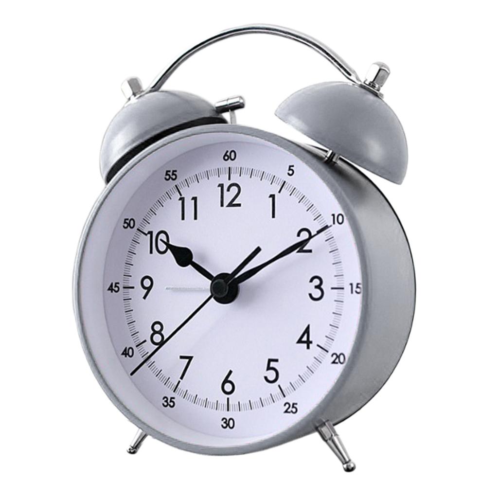 Mute Double Bells Table Alarm Clock Student Bedside Clock Lazy Clock Blue