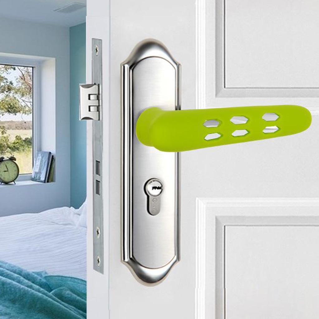 1Pc Home Silicone Door Handle Protective Baby Safety Cover Protective Green