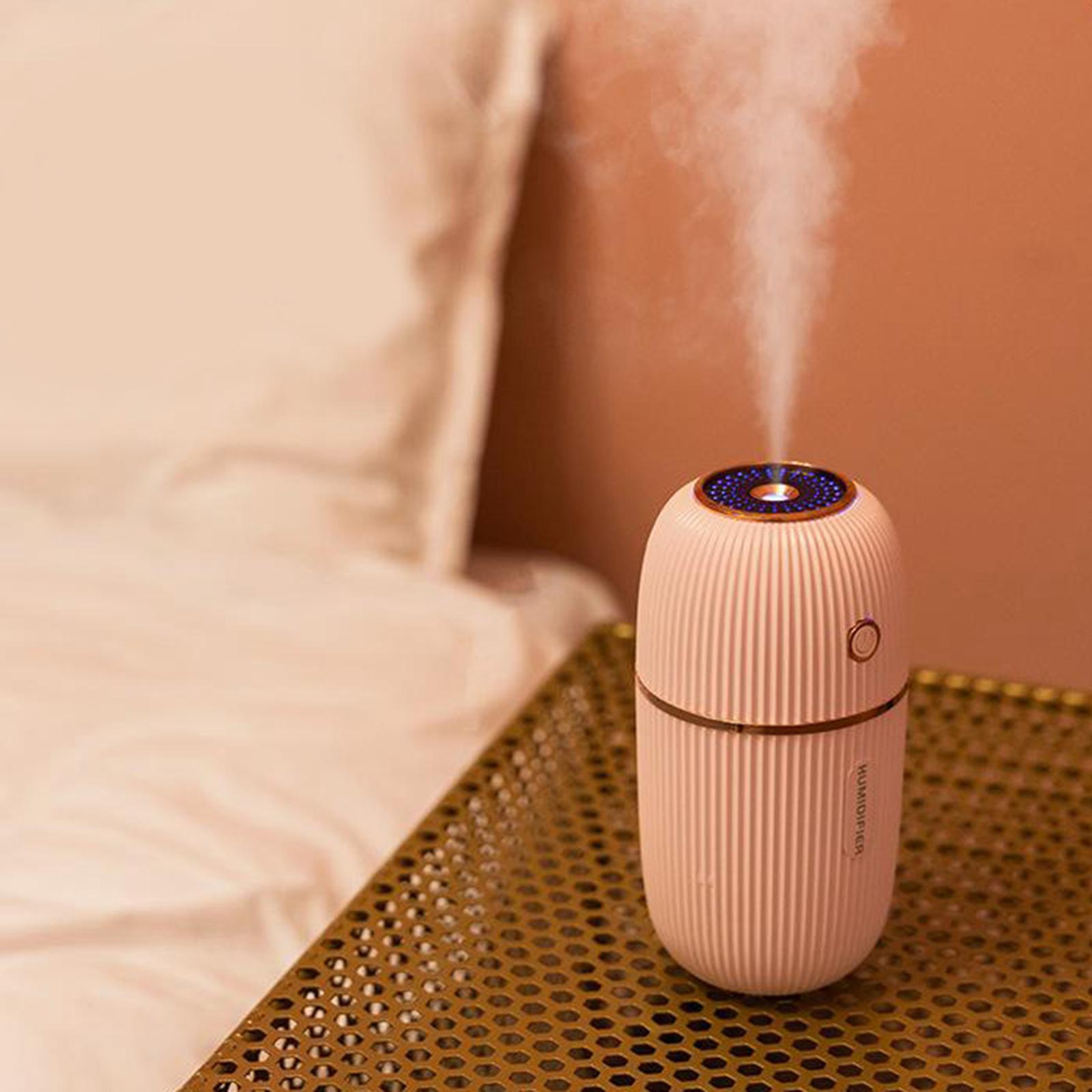 300ml Mini Air Diffuser Cool Mist Purifier Air Humidifier w/ Light Pink