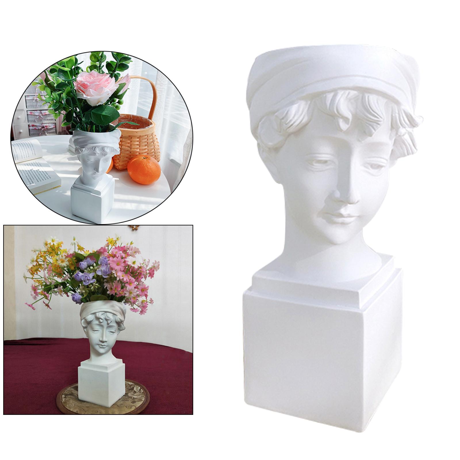 European Style Resin Planter Vase Garden 7" Artistic Portrait Statue Holder