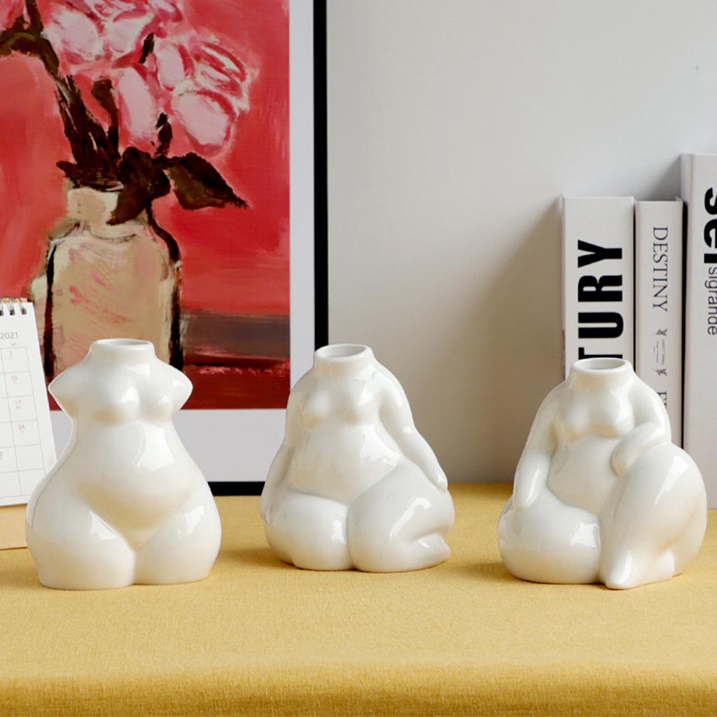 Ceramic Female Body Vase Cute Plant Pots Minimalist Accent Decor Furnishings Style 1 L