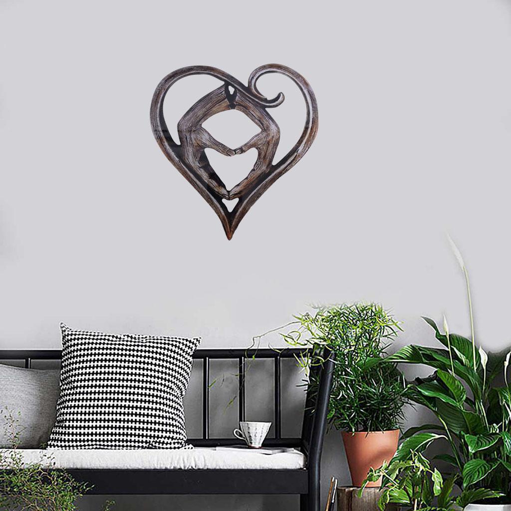 Handcrafted Heart Hand Hanging Wall Decor Plaque Love Sculpture Decoration Finger Heart